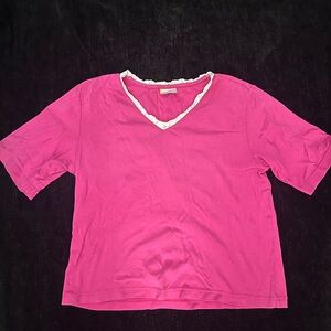 Hanna Andersson Fuchsia Top with Ivory Lace